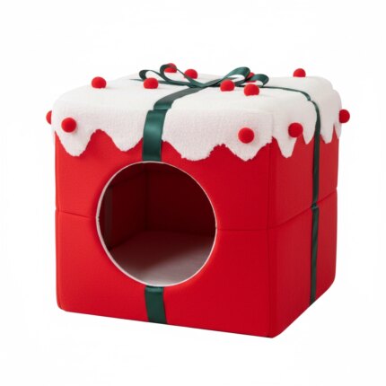 Cozy Box Pet House: Warm Plush Nest for Cats & Small Dogs - Gift Box