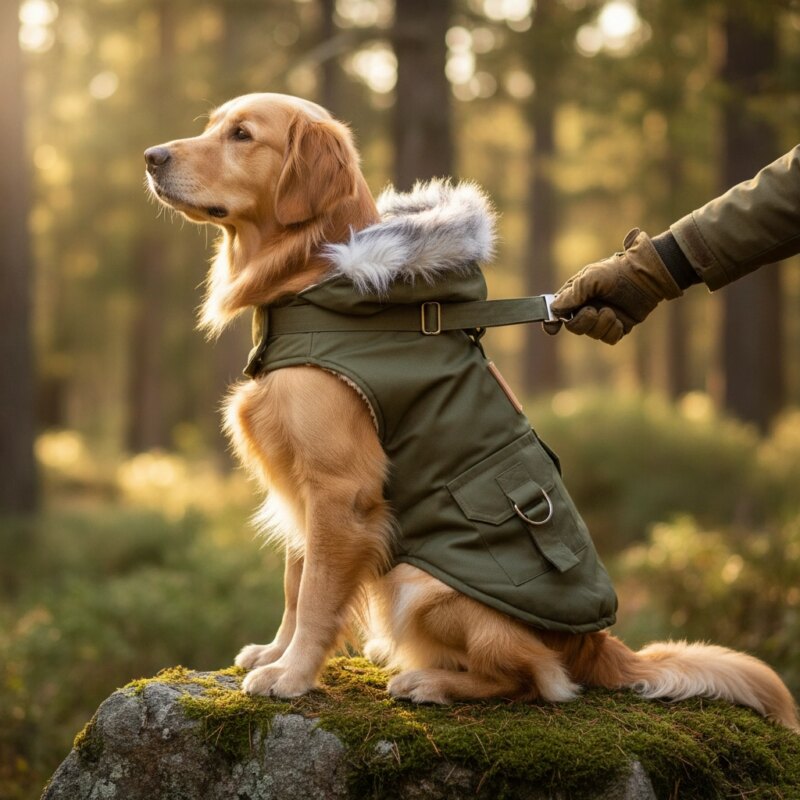 Cozy Winter Dog Coat & Puppy Jacket | Warm Pet Hoodie for Small Dogs - feature - Army Green