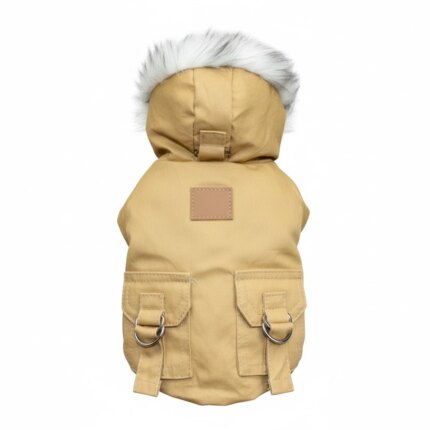 Cozy Winter Dog Coat & Puppy Jacket | Warm Pet Hoodie for Small Dogs - Khaki