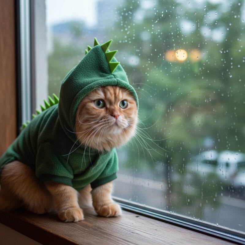 Adorable Fleece Pet Jumpsuits & Hoodies for Cozy Pups & Kitties - feature - Green Dinosaur