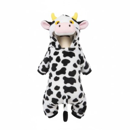 Adorable Fleece Pet Jumpsuits & Hoodies for Cozy Pups & Kitties - Cow Print