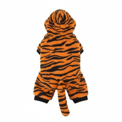 Adorable Fleece Pet Jumpsuits & Hoodies for Cozy Pups & Kitties - Tiger Striped