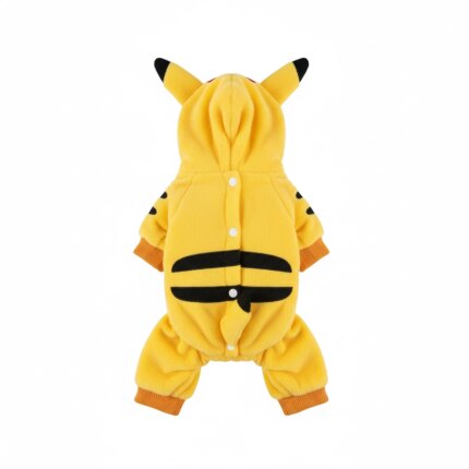 Adorable Fleece Pet Jumpsuits & Hoodies for Cozy Pups & Kitties - Yellow Striped
